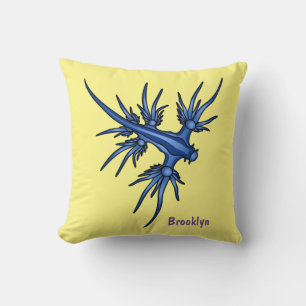 Zee naaktslak blauwe drakenillustratie kussen