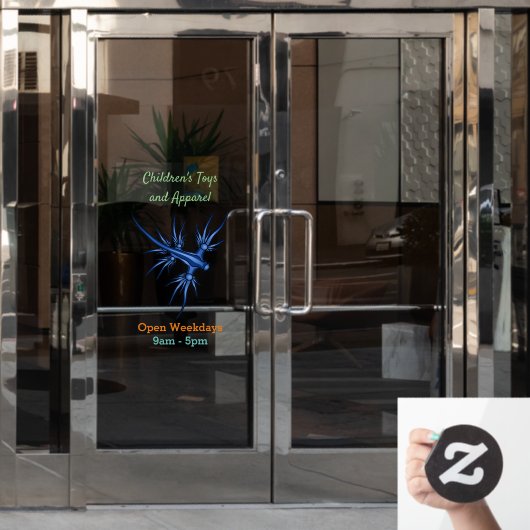 Zee naaktslak blauwe drakenillustratie raamsticker (Kantoordeur)