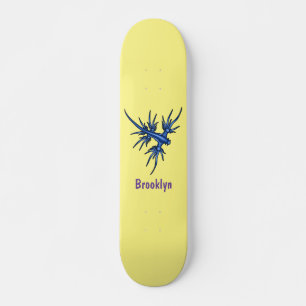 Zee naaktslak blauwe drakenillustratie skateboard