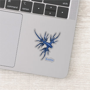 Zee naaktslak blauwe drakenillustratie sticker