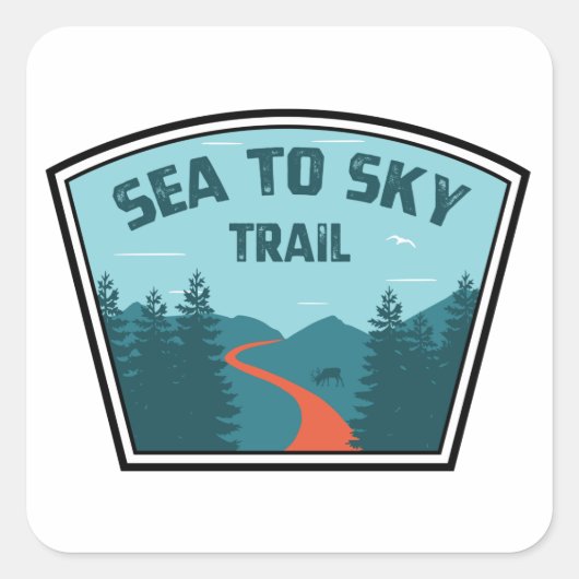 Zee naar Sky Trail British Columbia Vierkante Sticker (Voorkant)