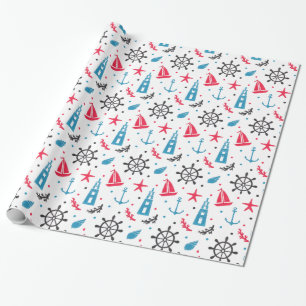 Zee Nautisch patroon Cadeaupapier