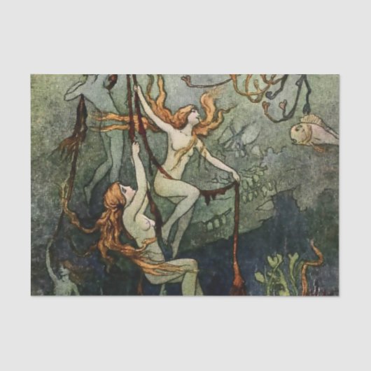 “Zee Nimfen” door Warwick Goble Tissuepapier (Voorkant)