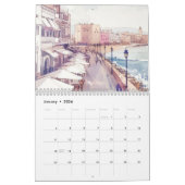 Zee oceaan blauwe waterverf kalender (Jan 2026)