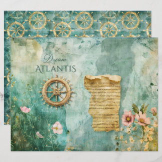 Zee oceaan nautische onderwater Blauwgroen scrapbo