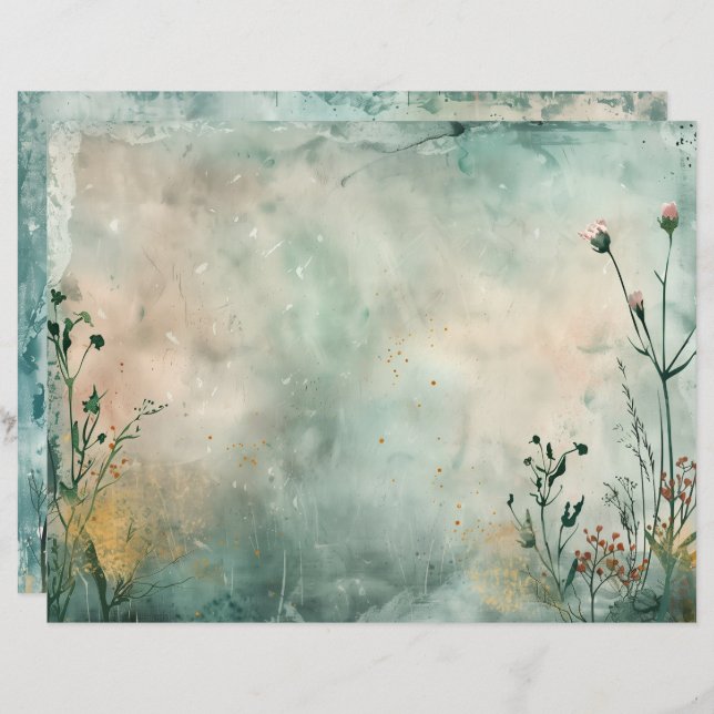 Zee Oceaan Zeemeermin Junk Journal Scrapbook Paper (Voorkant / Achterkant)