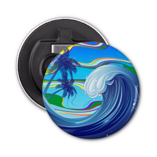 Zee Ocean big Wave Water Button Flesopener (Voorkant)