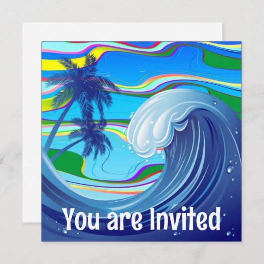 Zee Ocean big Wave Water Double-Sided sleutelhange Kaart (Voorkant / Achterkant)