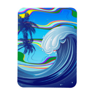 Zee Ocean big Wave Water Double-Sided sleutelhange Magneet
