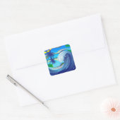 Zee Ocean big Wave Water Double-Sided sleutelhange Vierkante Sticker (Envelop)