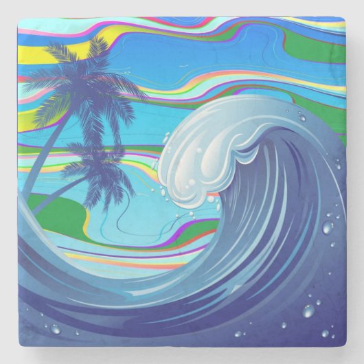 Zee Ocean big Wave Water Stenen Onderzetter (Voorkant)