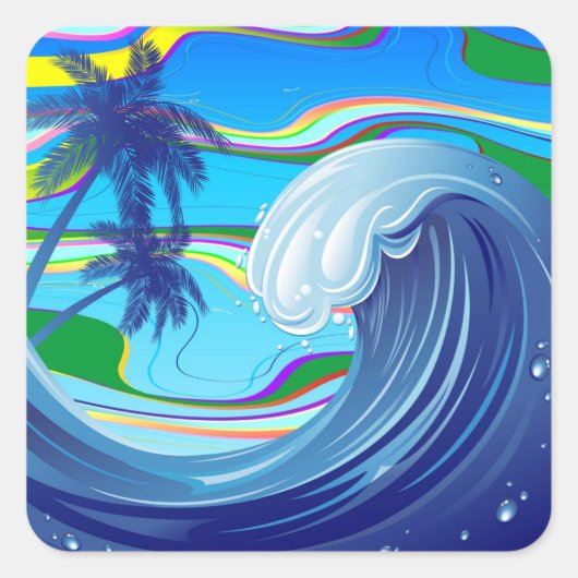 Zee Ocean big Wave Water Vierkante Sticker (Voorkant)