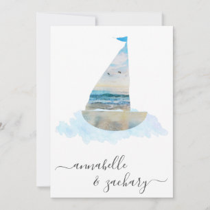 *~* Zee Ocean BOAT RSVP + QR Beach AR7 Huwelijk Kaart