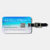 Zee Ocean Scene Blue QR Code Bagagelabel (Voorkant horizontaal)