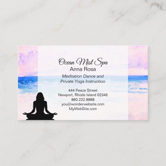 ** Zee Ocean Yoga Beach Mindfulness Meditatie Visitekaartje (Achterkant)