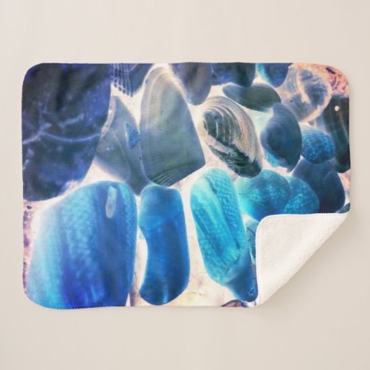 Zee oester shell, kleuren veranderd blauw in grijs sherpa deken (Voorkant (horizontaal))