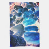 Zee oester shell, kleuren veranderd blauw in grijs theedoek (Verticaal)