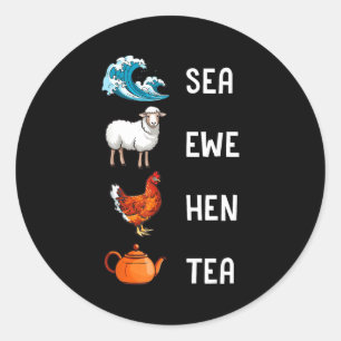 Zee Ooi Hen Thee Grappige Grap Zeggen Citaat Manne Ronde Sticker