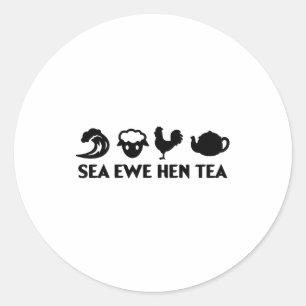 Zee Ooievaar Hen Thee Grappige Grap Zeggen Citaat Ronde Sticker
