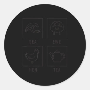 Zee Ooievaar Hen Thee Grappige Grap Zeggende Quote Ronde Sticker