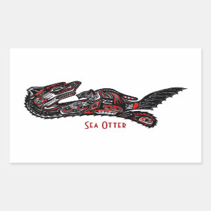 ZEE OTTER & BABY (Haida Styled) Art Gift Sticker