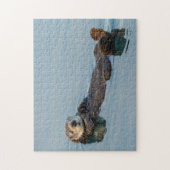 Zee otter die op de rug drijft legpuzzel (Verticaal)