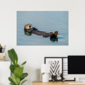 Zee otter die op de rug drijft poster (Thuiskantoor)