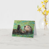 Zee Otter Painting Kaart (Gele Bloem)