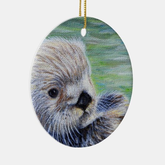 Zee Otter Painting Keramisch Ornament (Rechts)