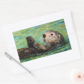 Zee Otter Painting Rechthoekige Sticker (Envelop)