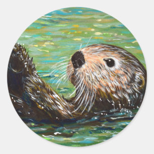 Zee Otter Painting Ronde Sticker