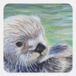 Zee Otter Painting Vierkante Sticker