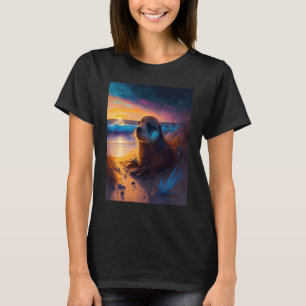 Zee Otter Retro Sunset Cute Otter 2 T-shirt