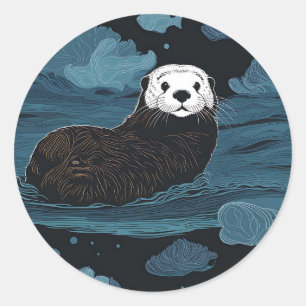 Zee otter schattig dier ronde sticker