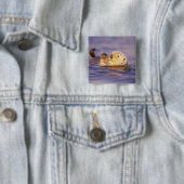 Zee Otters, Enhydra lutris Vierkante Button 5,1 Cm (In situ)