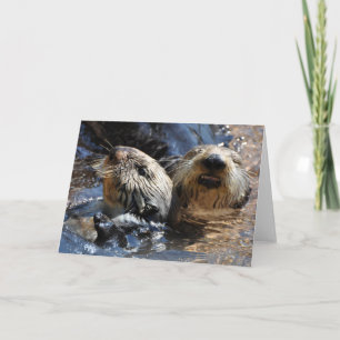 Zee Otters glimlachen - Frameable Art Card Kaart