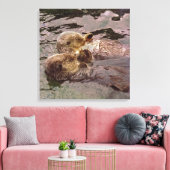 Zee Otters Holding Hands Canvas Afdruk (Insitu (Woonkamer))