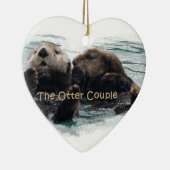 Zee Otters in een hart Keramisch Ornament (Rechts)