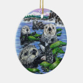 Zee Otters in Kelp Ceramic Ornament (Rechts)