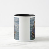 Zee otters spelen op ijsbergen bij verrassingsinla mok (Midden)