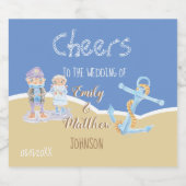 Zee otters strand bruiloft mousserende wijnflessen sparkling wijnetiket (Enkel label)