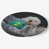Zee otters voor kinderen papieren bordje (Gekanteld)