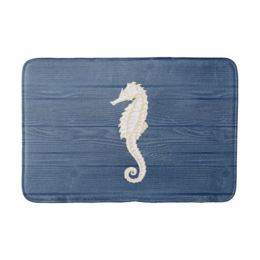 Zee Paard Blauw Hout Bath Rug Badmat (Voorkant)