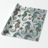 Zee paard Staarvis Abalone Pattern Cadeaupapier (Uitgerold)