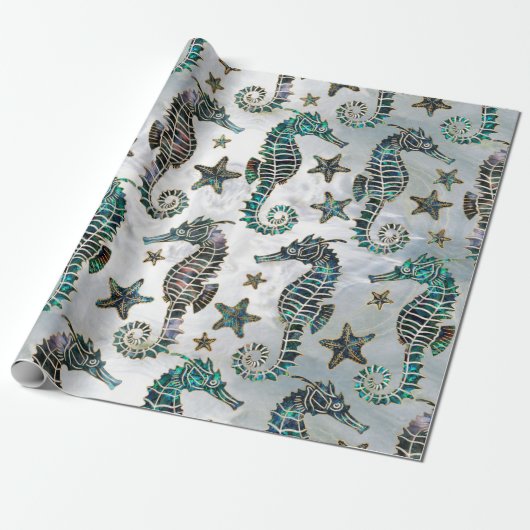 Zee paard Staarvis Abalone Pattern Cadeaupapier (Uitgerold)