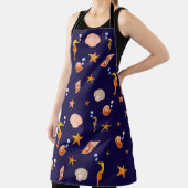 Zee-paarden, zeeschelpen en -parels op zeeblauw schort (Insitu)