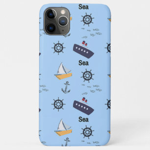 Zee patroon op blauw iPhone 11 pro max hoesje