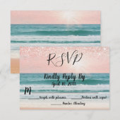 Zee Romantiek: Elegante Trouw-RSVP aan het Strand RSVP Kaartje (Voorkant / Achterkant)