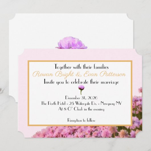 Zee Roze en gouden bloemmotief Kaart (Voorkant / Achterkant)