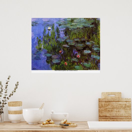 Zee rozen in vijver van Claude Monet Poster (Keuken)